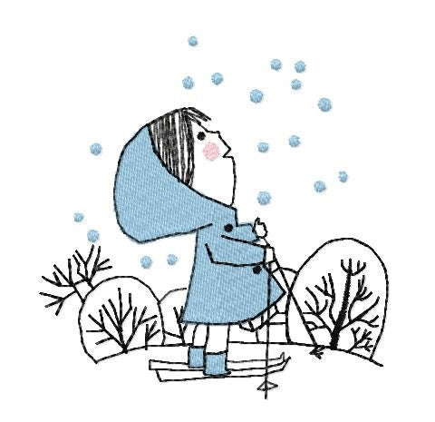 Winter scene. Christmas embroidery. Machine embroidery design.