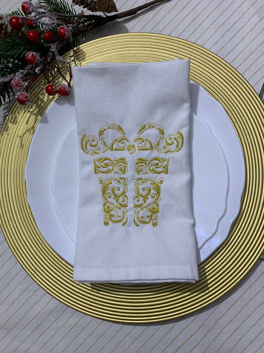 Christmas ornament. Gift box machine embroidery design