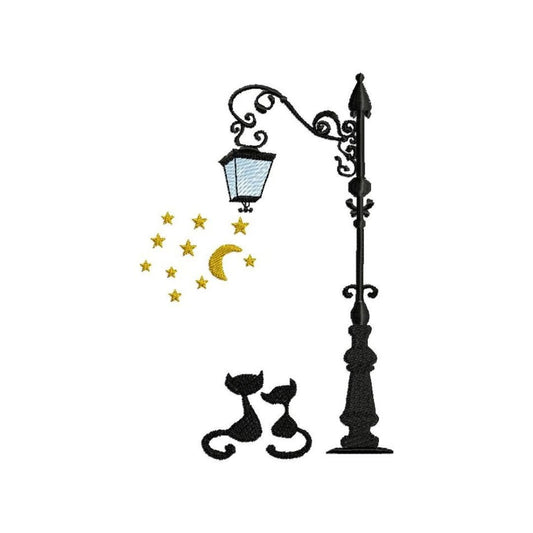 Two cats. Machine embroidery design. 5x7; 8x8Hoop size